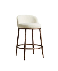 Morden Fort Set of 2 Counter Height Bar Stools, Modern Upholstered Stools with Hammered Iron Legs,Boucle Island Chairs for Dining Room and