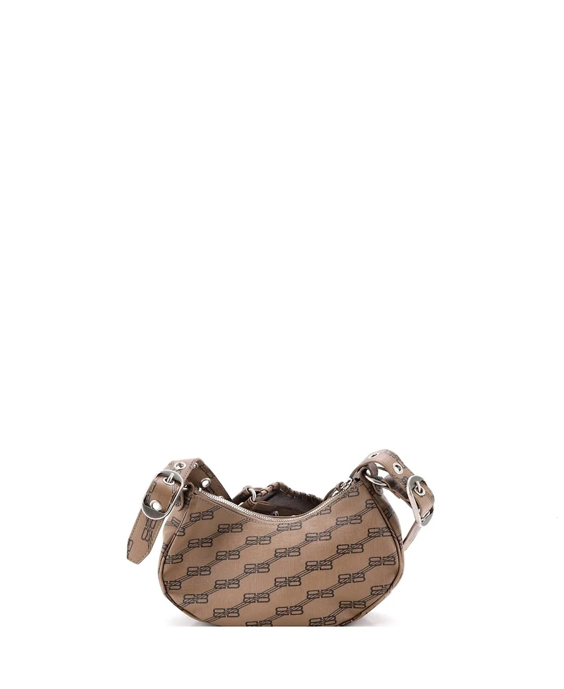 Pre-Owned Balenciaga Xs Le Cagole Giant Studs Shoulder Bag Bb Monogram Coated Canvas