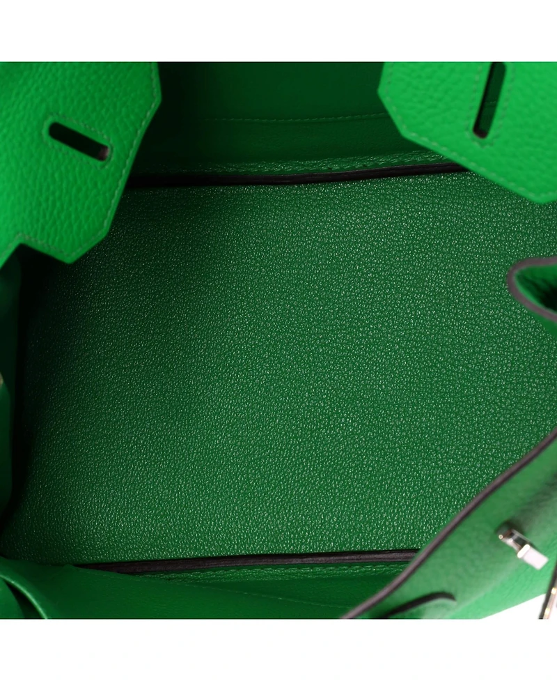 Pre-Owned Hermes Birkin 30 Handbag Green Clemence with Palladium Hardware