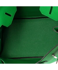 Pre-Owned Hermes Birkin 30 Handbag Green Clemence with Palladium Hardware