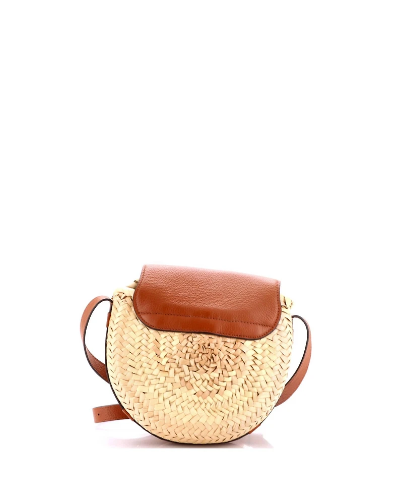 Pre-Owned Chloe Small Marcie Basket Crossbody Bag Raffia and Leather