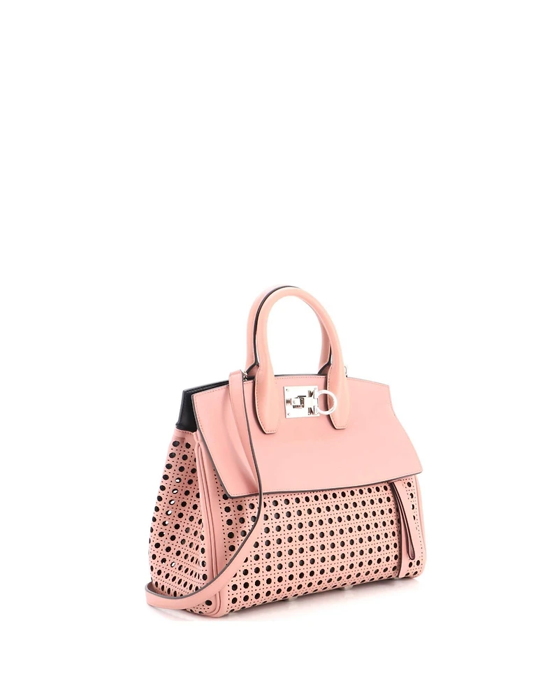 Pre-Owned Salvatore Ferragamo Small Studio Satchel Laser Cut Leather