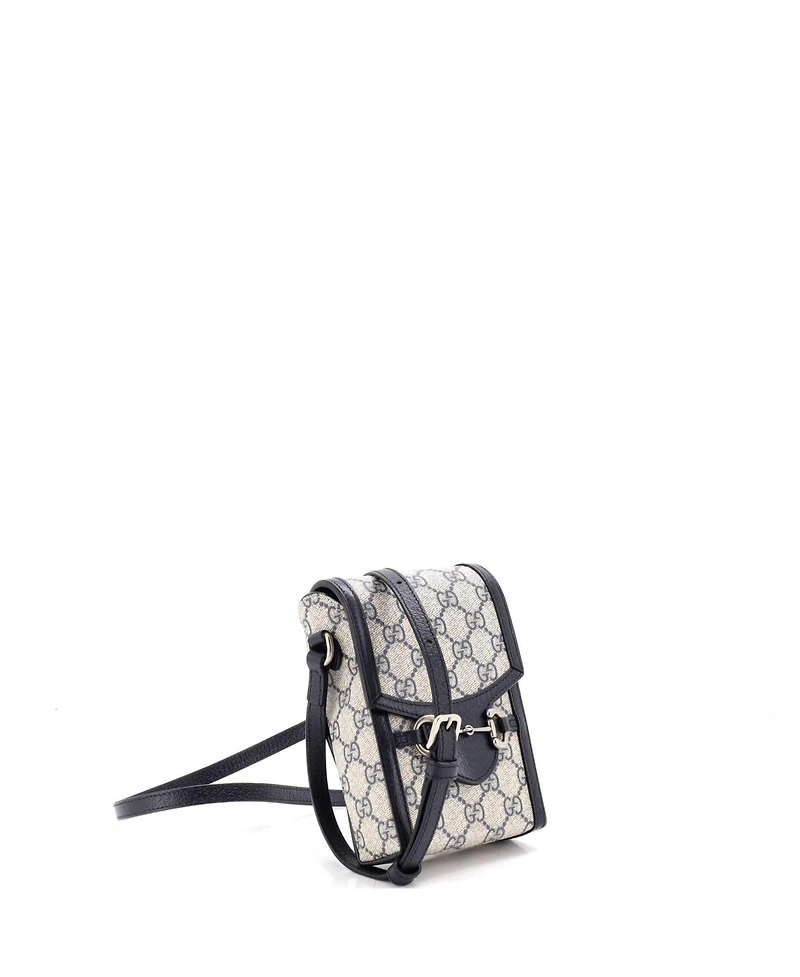 Pre-Owned Gucci Mini Horsebit 1955 Crossbody Bag Gg Coated Canvas with Leather