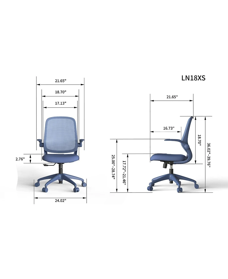 Boyel Living Mid-Back Ergonomic Mesh Office Chair with Flip-Up Armrests