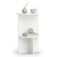 Sugift 2-Tier Round Side Table with Open Storage Shelf for Small Spaces