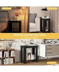 Sugift Compact 2-Tier End Table with Thickened Tabletop and Bottom Storage Shelf
