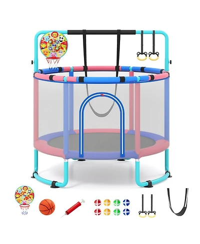 Sugift 60" x 60" 6-in-1 Trampoline with Adjustable Gymnastics Bar, Ages 3+