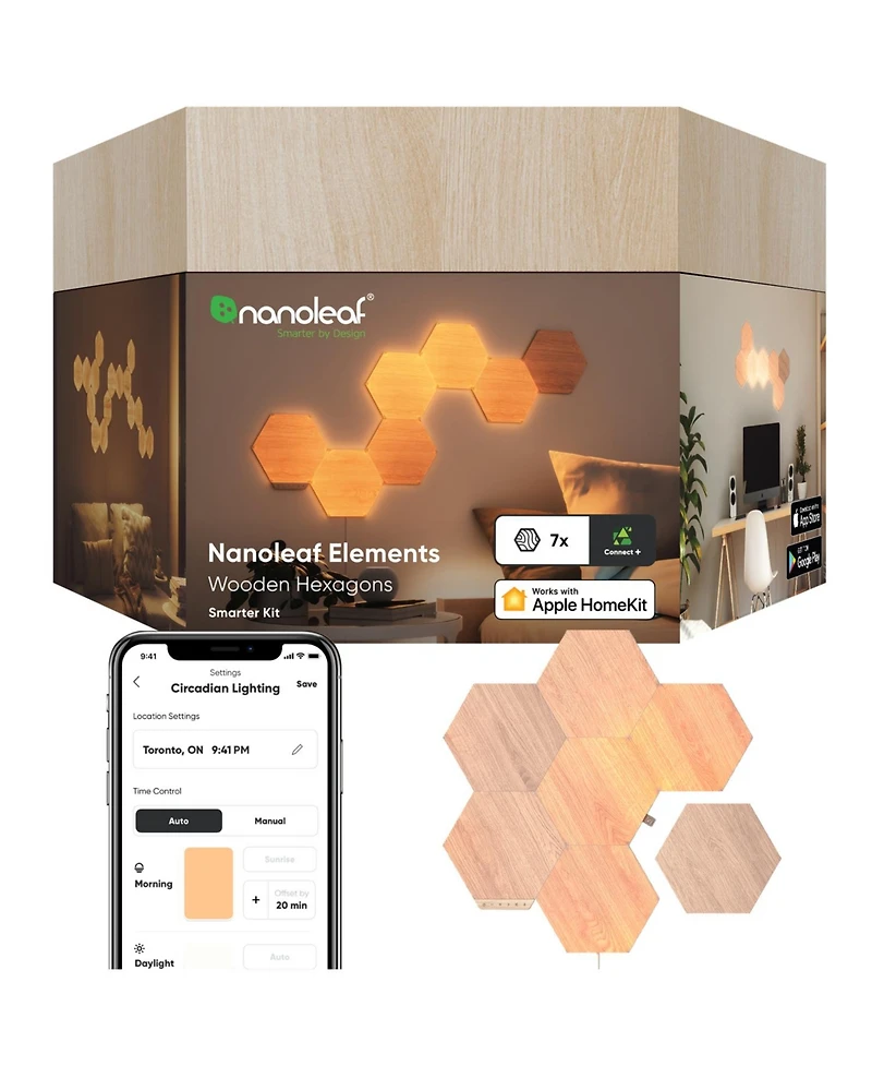 Nanoleaf Elements Smarter Kit Birchwood Hexagons