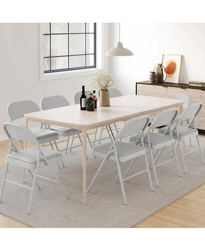 gaomon Metal Folding Chairs Set of 8 with Padded Cushion and Back, Durable Steel Frame, Indoor Outdoor Stackable Seat