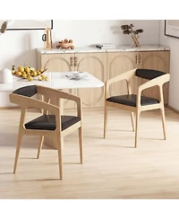 Sugift Upholstered Faux Leather Armchairs Set of 2 with Padded Seat Cushions