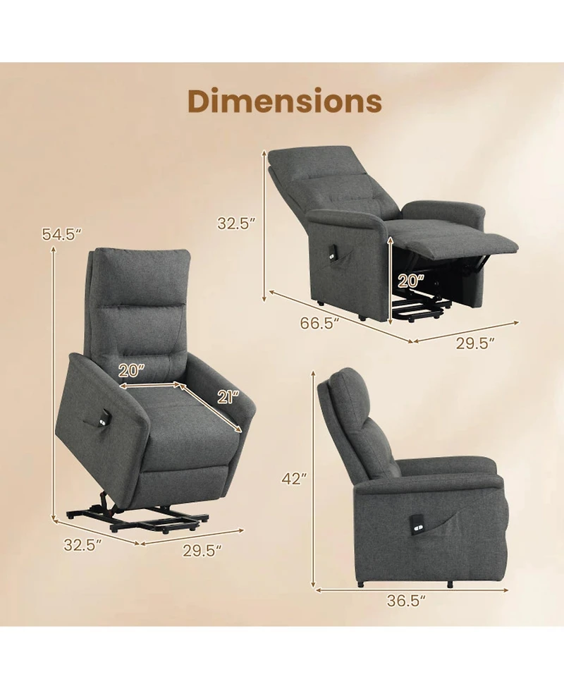 Sugift Power Lift Recliner Chair for Elderly with Remote Control and Side Pocket