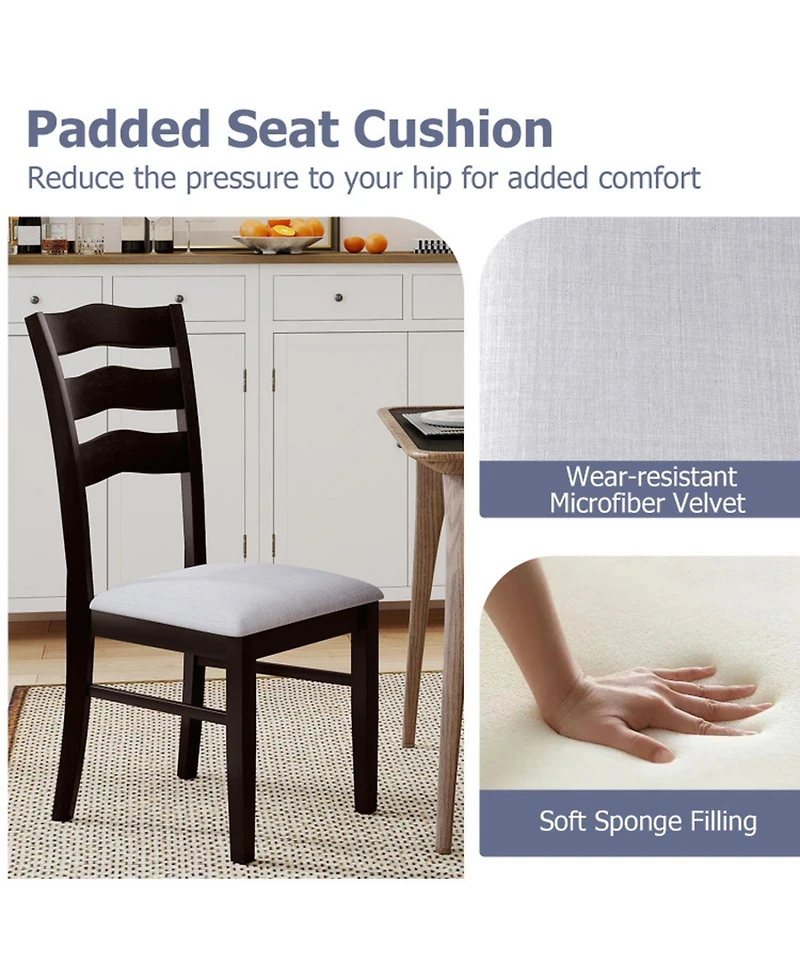 Sugift Farmhouse Dining Chairs Set of 2 with Wave Shaped Hollowed Backrest and Microfiber Velvet Seats