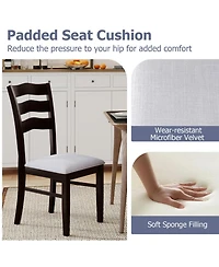 Sugift Farmhouse Dining Chairs Set of 2 with Wave Shaped Hollowed Backrest and Microfiber Velvet Seats