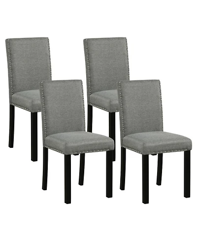 Sugift Dining Chairs Set of 4 with Bent Wood Legs Thick Cushions and Nailhead Trim Accents