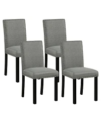 Sugift Dining Chairs Set of 4 with Bent Wood Legs Thick Cushions and Nailhead Trim Accents