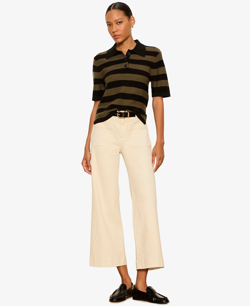 Sanctuary Women's For Keeps Short-Sleeve Striped Polo Sweater