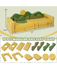 Slickblue 19-Piece Modular Kids Play Sofa for Creative Building and Indoor Play