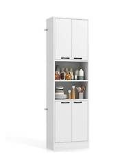 Sugift 75 Inch Freestanding Kitchen Pantry Cabinet Tall Cupboard with 4 Doors and Shelves