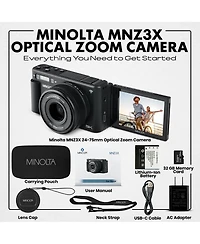 Minolta MNZ3X 72MP 5K Ultra Hd 24-75mm Optical Zoom Digital Camera
