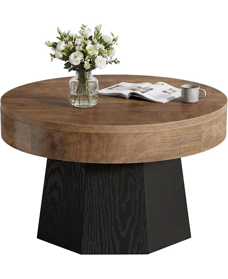 Tribesigns 31.5" Round Coffee Table, Two-Tone, for Small Space