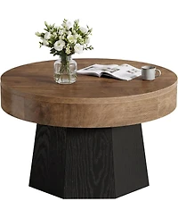 Tribesigns 31.5" Round Coffee Table, Two-Tone, for Small Space