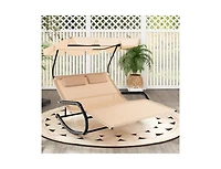 Boyel Living Outdoor 2 Persons Rocking Chaise Lounge with Canopy and Wheels