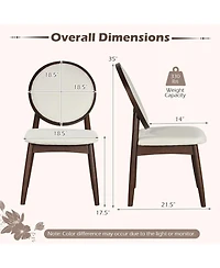 Sugift Upholstered Dining Chairs Set of 2 with Padded Linen Seat and Solid Rubber Wood Frame