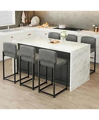 gaomon Set of 2 Bar Stools, Counter Height Bar Chairs with Backrest and Footrest, Faux Leather Modern Barstools for Kitchen Island and Home Bar