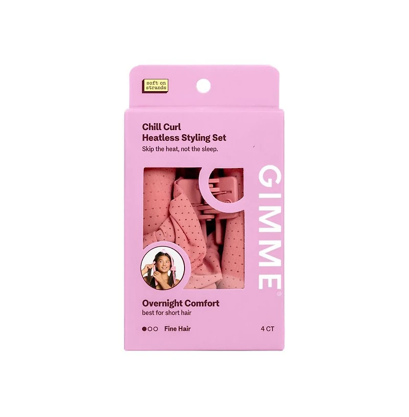 Gimme Beauty Chill Curl Heatless Styling Set Gentle and Breatable Hair Rods for Overnight Curls Fine Hair, 4 Count