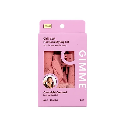 Gimme Beauty Chill Curl Heatless Styling Set Gentle and Breatable Hair Rods for Overnight Curls Fine Hair, 4 Count