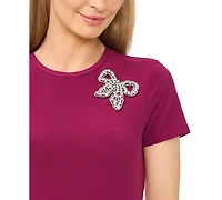 CeCe Women's Embellished Bow Tee