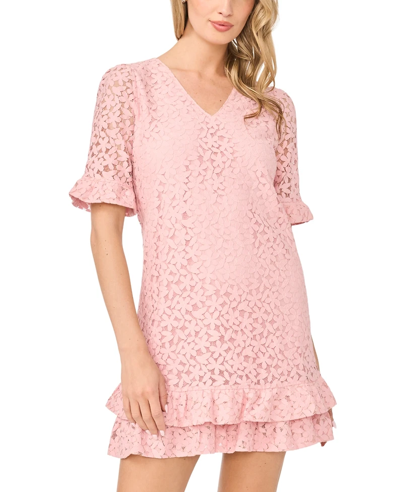 CeCe Women's Lace Detail V-Neck Shift Dress