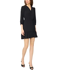 CeCe Women's Ruffle V-Neck 3/4 Sleeve Mini Dress