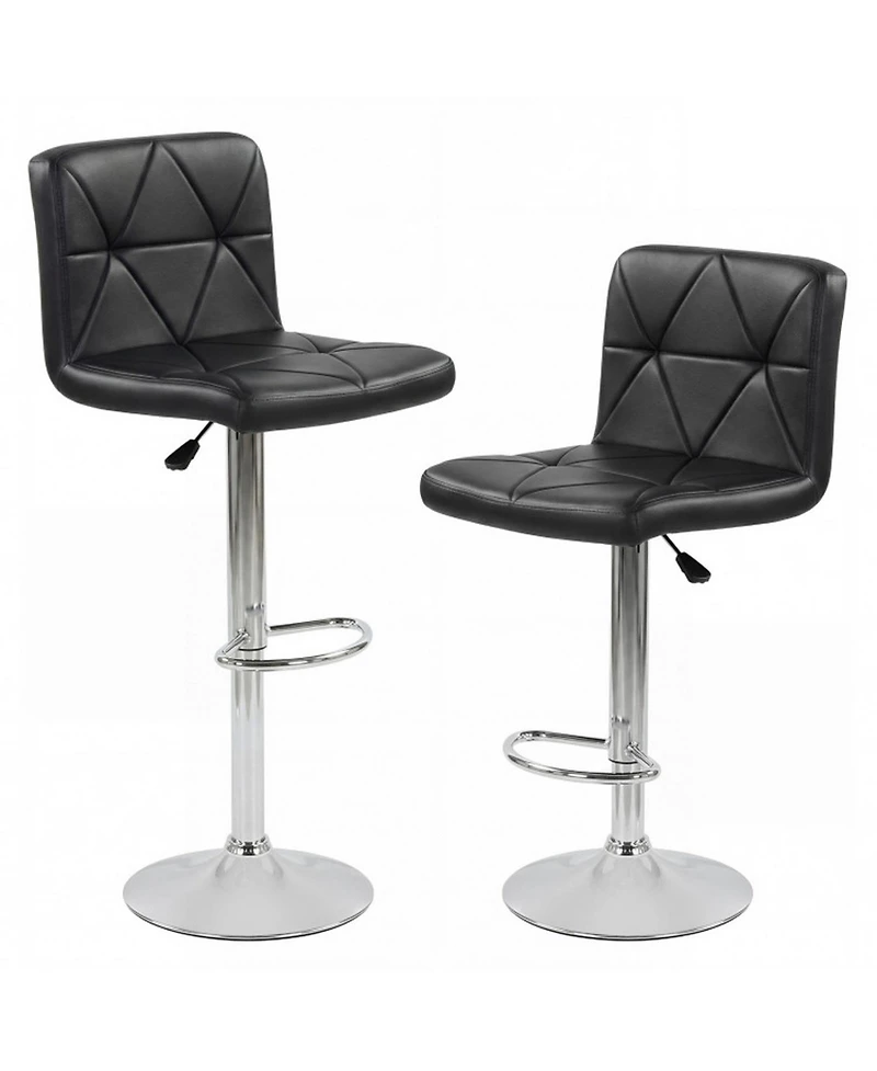 Sugift Adjustable Swivel Bar Stools Set of 2 with Diamond Quilted Faux Leather Seat and Footrest