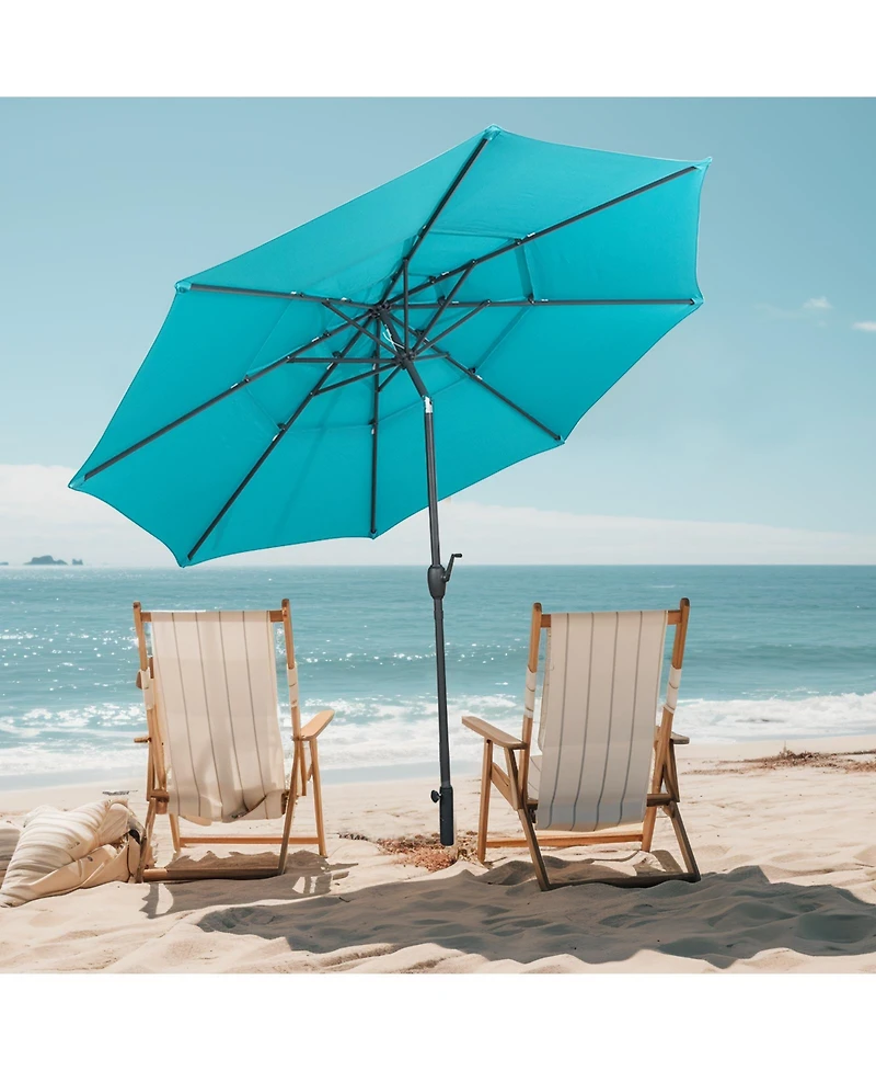 Sugift 10 ft 3-Tier Vented Patio Umbrella with Push Button Tilt and Crank Handle