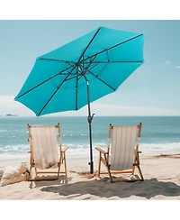 Sugift 10 ft 3-Tier Vented Patio Umbrella with Push Button Tilt and Crank Handle
