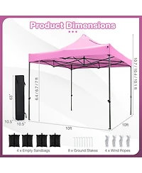 Sugift 10 x 10 feet Outdoor Pop Up Canopy Gazebo Shelter with Wheeled Storage Bag