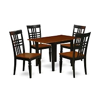 East West Furniture Dining Room Set, NDLG5-bch-w