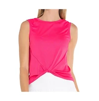 Lucky In Love Women's Twist Front Tennis Crewneck Semi-fitted Tank Top