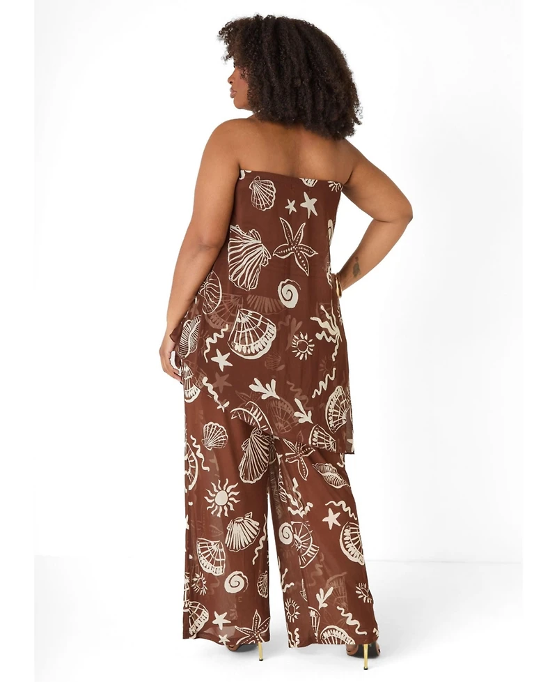 Ashley Stewart Plus Mesh Asymmetric-Hemline Strapless Tube Top