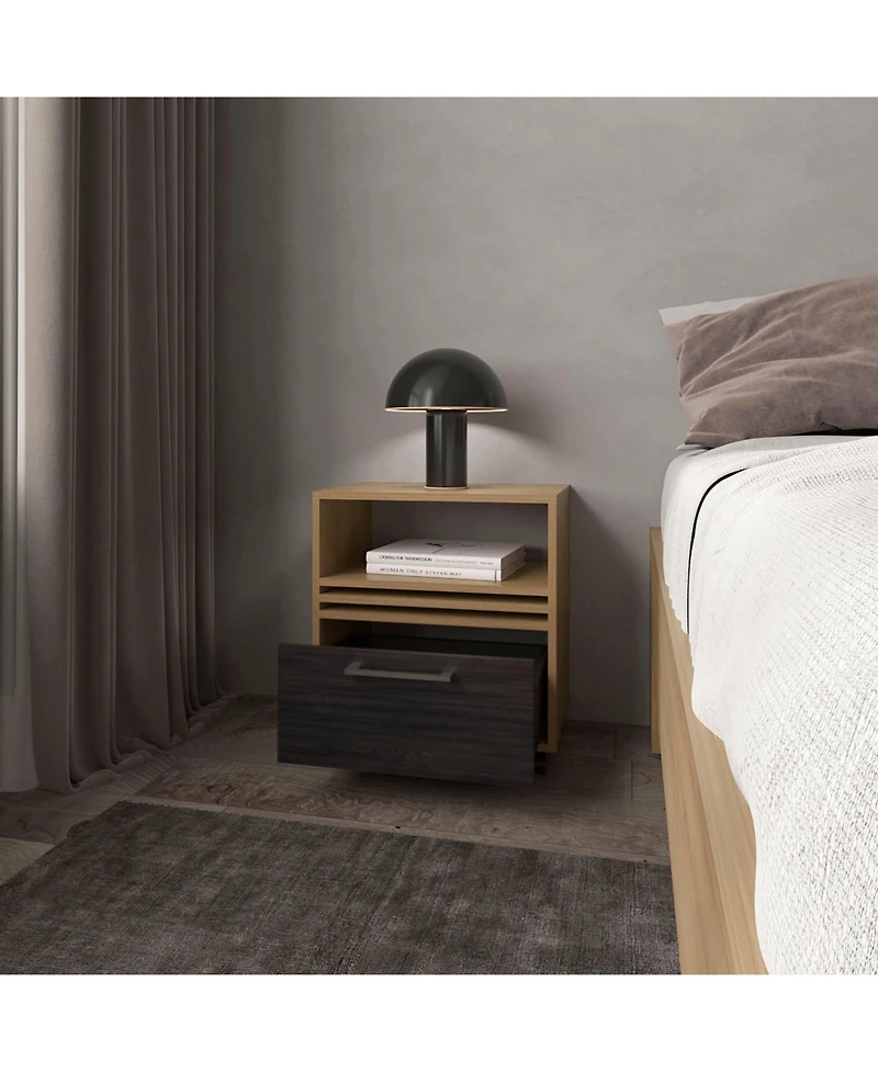 Fm Furniture Saxon Nightstand with a Drawer and Open Storage