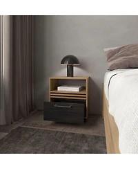 Fm Furniture Saxon Nightstand with a Drawer and Open Storage