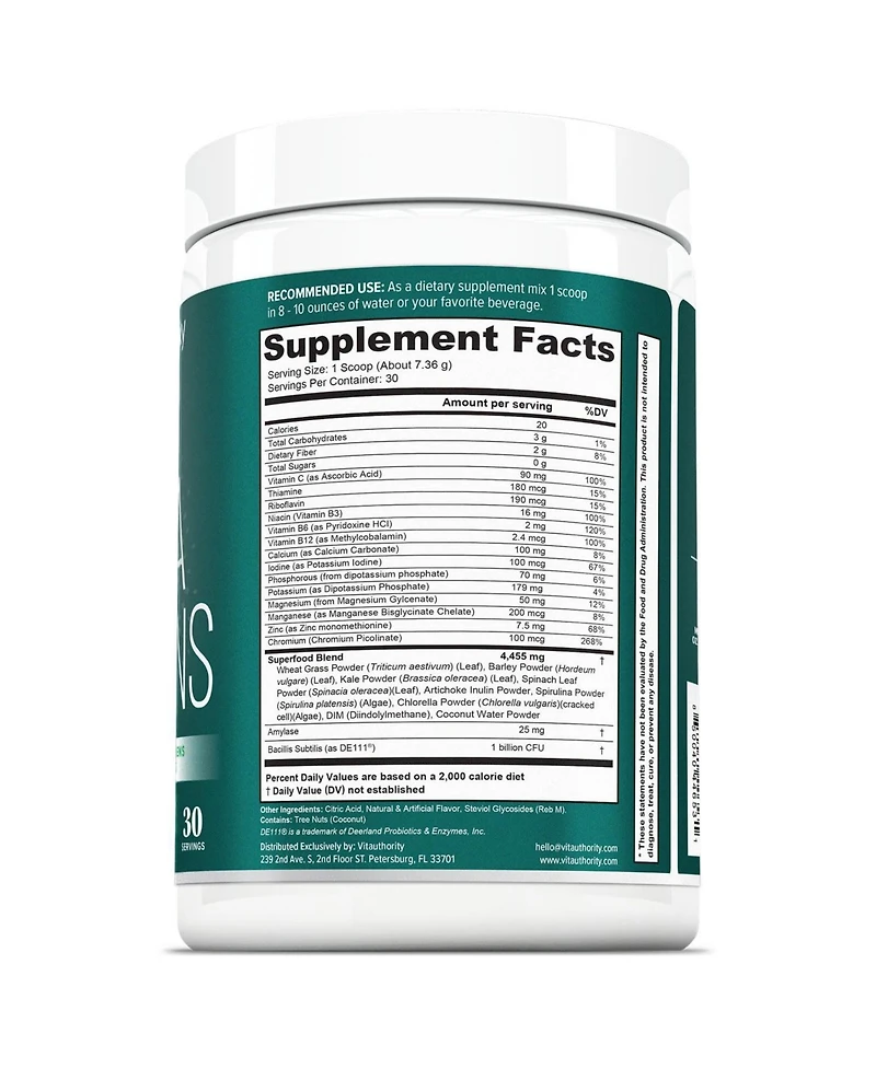 Vitauthority Vita Superfood Powder, Lemon Mint Flavor, 219 Gram