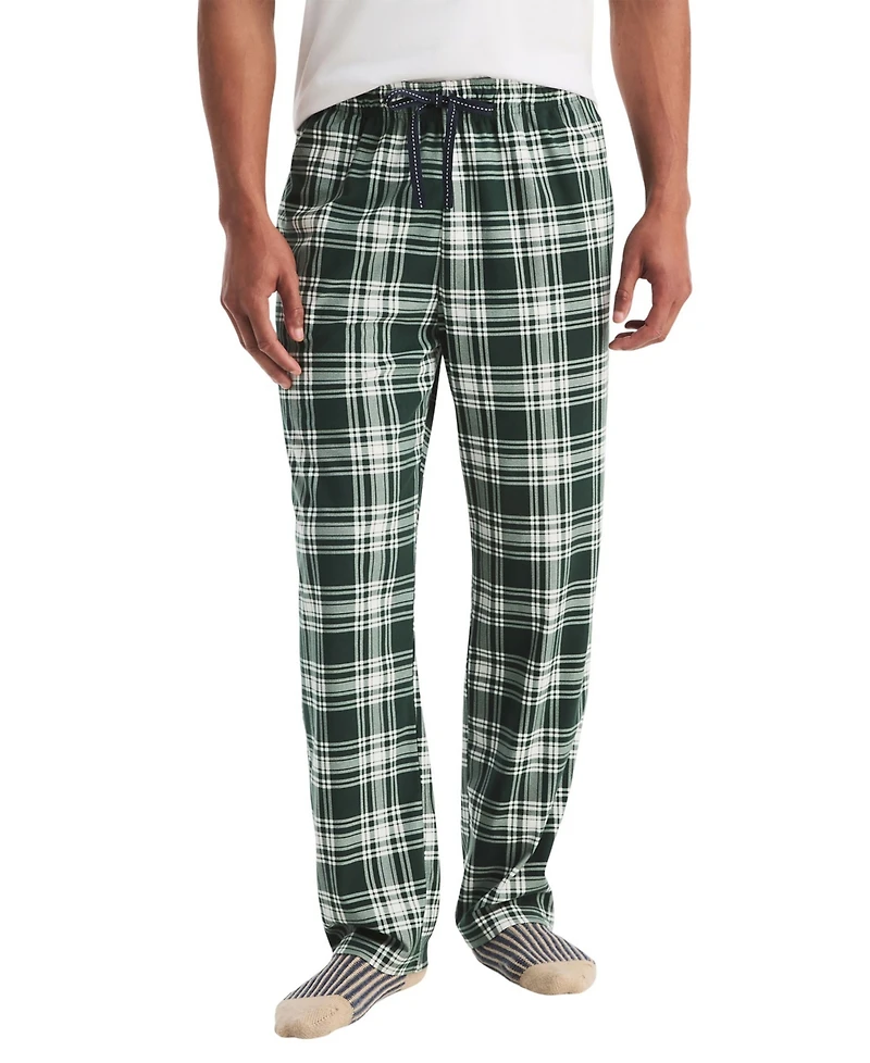 Nautica Men's Open Bottom Plaid Fleece Relaxed-Fit Pajama Pants