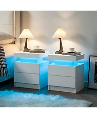 Flynama Set of 2 Led Nightstands with Drawers