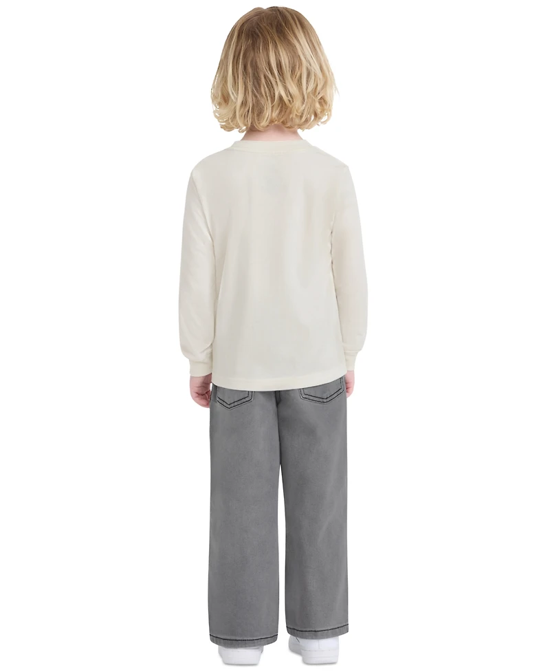 Levi's Toddler Boys' 2T-4T 73 Crewneck Top and Baggy Jeans, 2-Piece Set