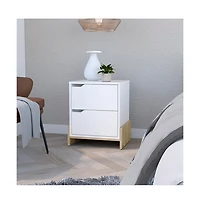 Flynama Macadamia 2-Drawer Nightstand with Sturdy Base
