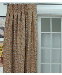 Fabdivine Handcrafted Boho Block Print Two Pleated Pure Linen Curtain
