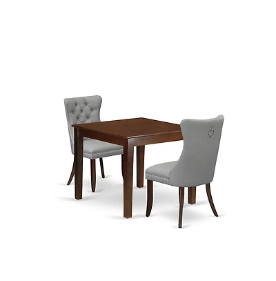 East West Furniture 3 Piece Kitchen Table Set Contains a Square Modern Dining Table