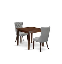 East West Furniture 3 Piece Kitchen Table Set Contains a Square Modern Dining Table